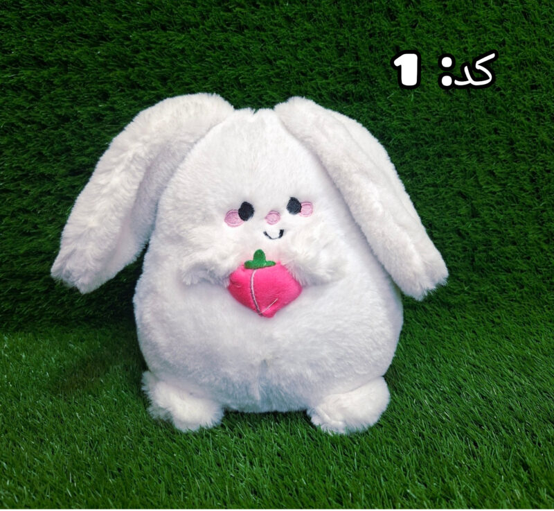 عروسک پولیشی خرگوش خپل (توت فرنگی به دست) - مدل کیوت و نرم - Image 2